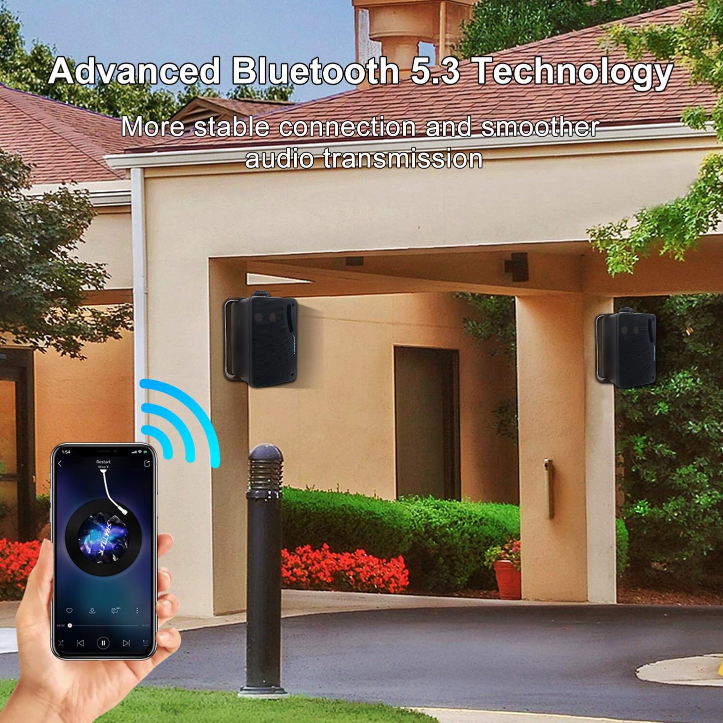 STUDIOFINIX 3.5 Inch Outdoor Bluetooth Speakers Waterproof Wired,3 Way 200W Upgrade Premium Wall Mount Speakers,Ideal use in Patio,Deck, Indoor Outdoor（Black）