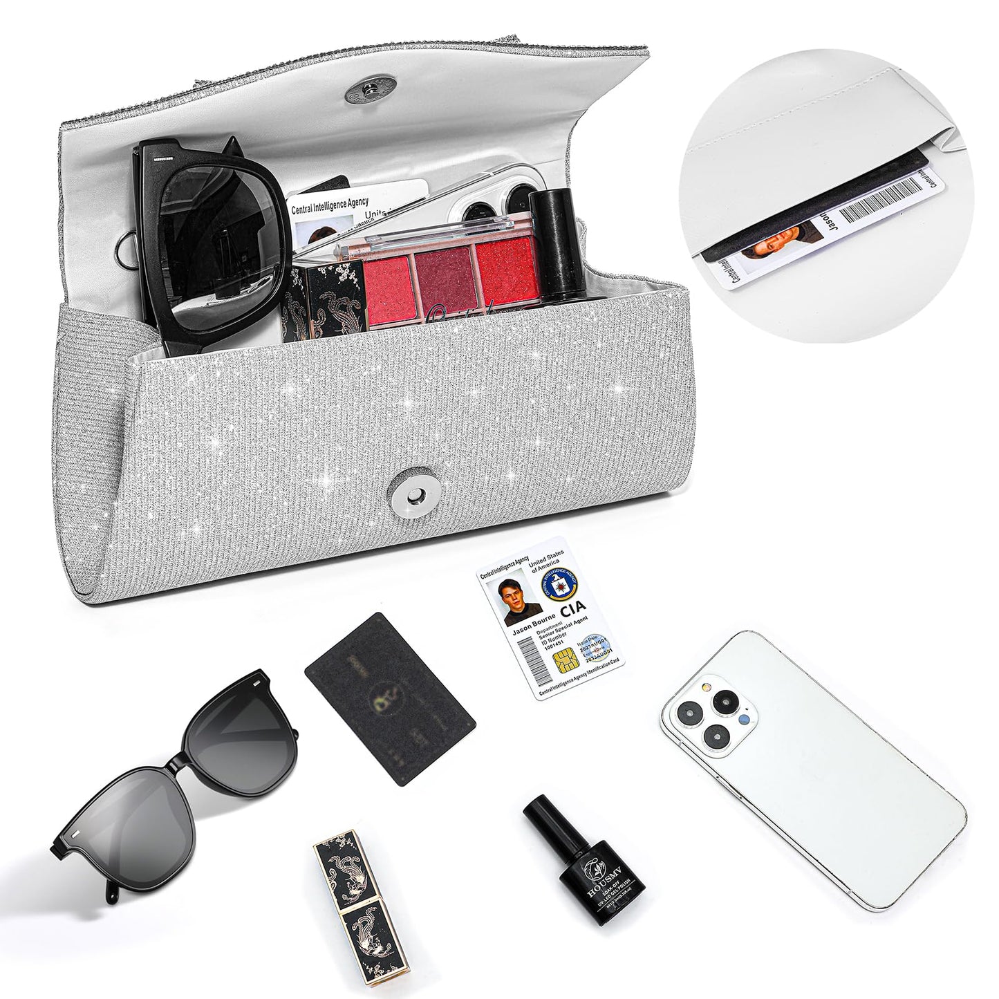 CurvChic Bow Evening Bag Sparkly Clutch Purses for Women Glitter Rhinestone Envelope Wedding Party Dressy Prom Purse