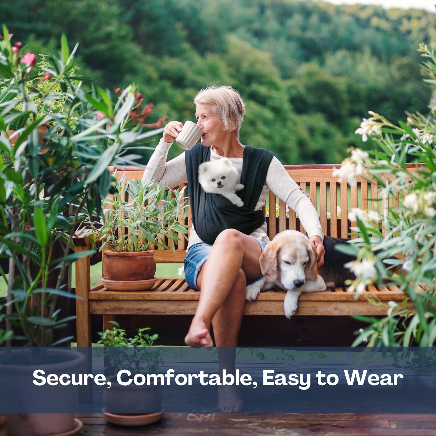 AnccoPlus Dog Carrier for Small Dogs, Front Facing Dog Carrier Sling, Hands Free Cat Sling, Size Adjustable, Reducing Back Pain, Soft Cotton, Premium Dog Sling Carrier (Regular, Charcoal Black)