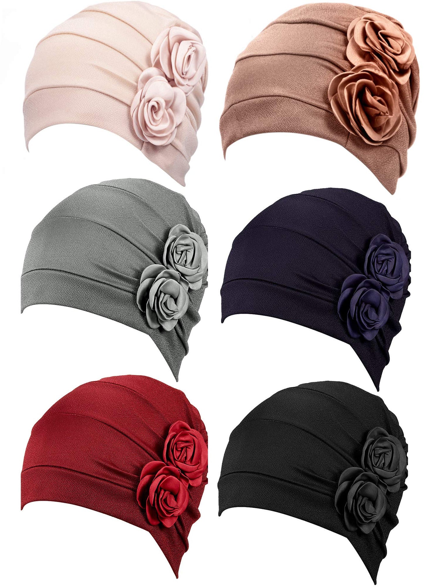 6 Pieces Women Headwrap Turban Chemo Cancer Headwear African Headwrap Hair Pre-Tied Turbans Fashion Head Covering