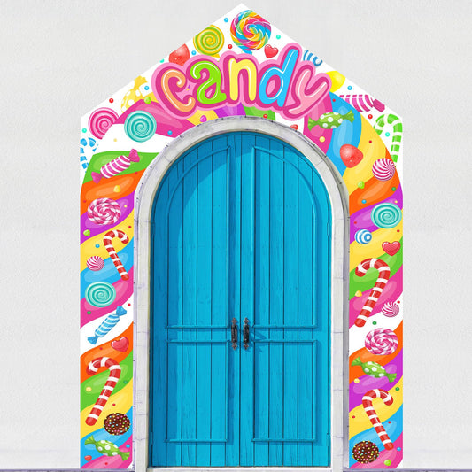 HunnmingRe 3 Pcs Lollipop Candyland Party Decorations for Door Large Porch Sign Door Arch Banner Set Colorful Candy Land Themed Birthday Baby Shower Sweet Shop Party Supplies