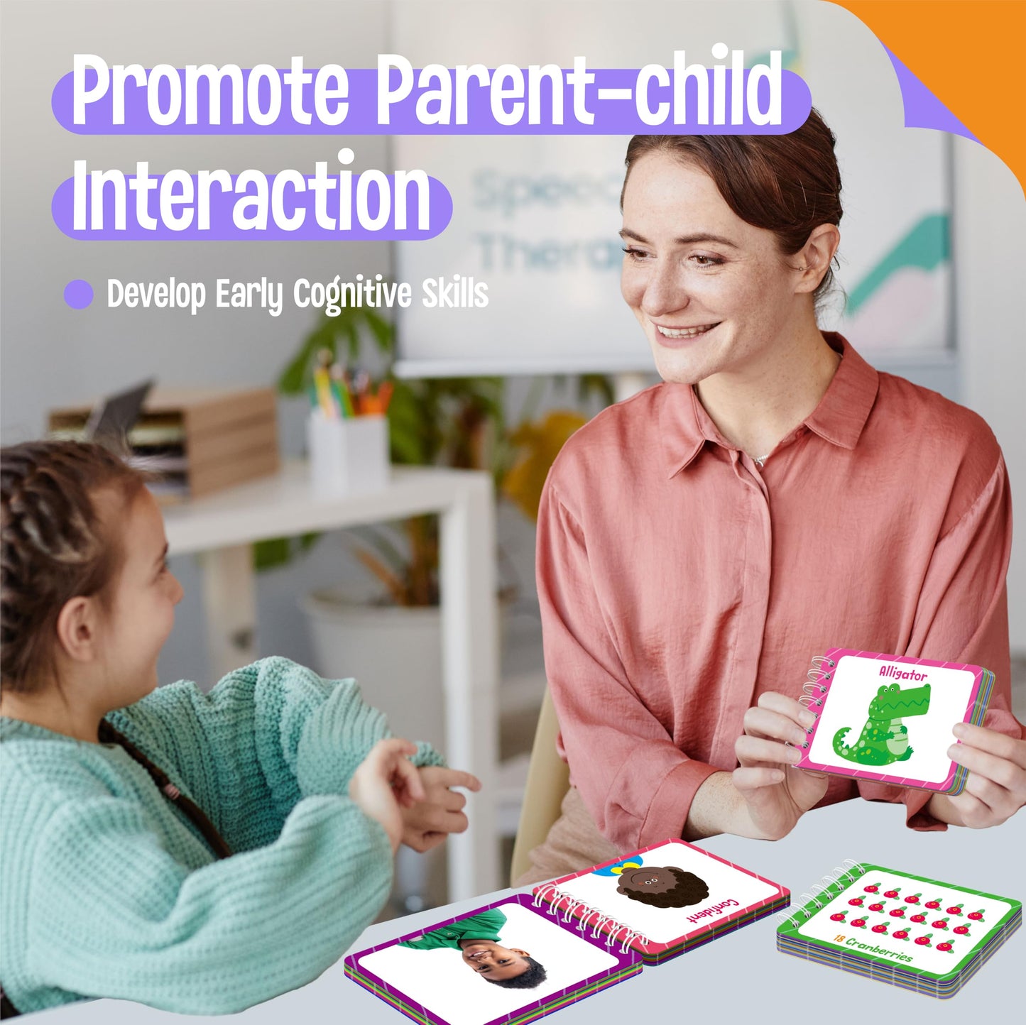 4 Preschool Learning Flipbooks, 96PCS Double Sided Printed Cards Set, Alphabet Letter A-Z, Number 1-20, Feelings and Emotions, Shapes and Colors Mini Board Books Set Early Educational Tool for Kids