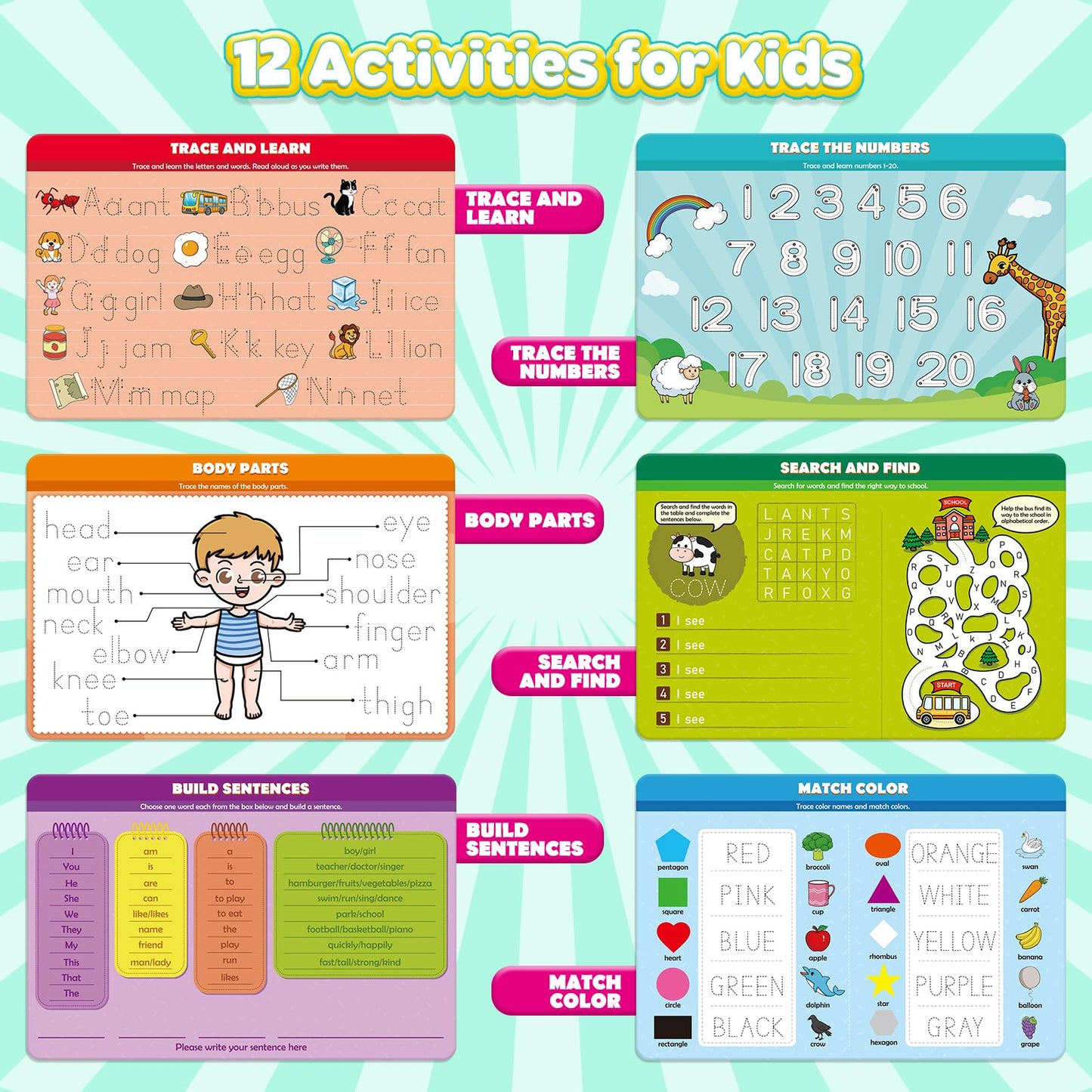 Kasfalci Handwriting Practice for Kids,Preschool Learning Activities,Number Alphabet Letter Tracing,Toddler Writing Practice Activity Book,ABC Learning Toys,Learn to Write,Preschool Workbooks Age 3-4