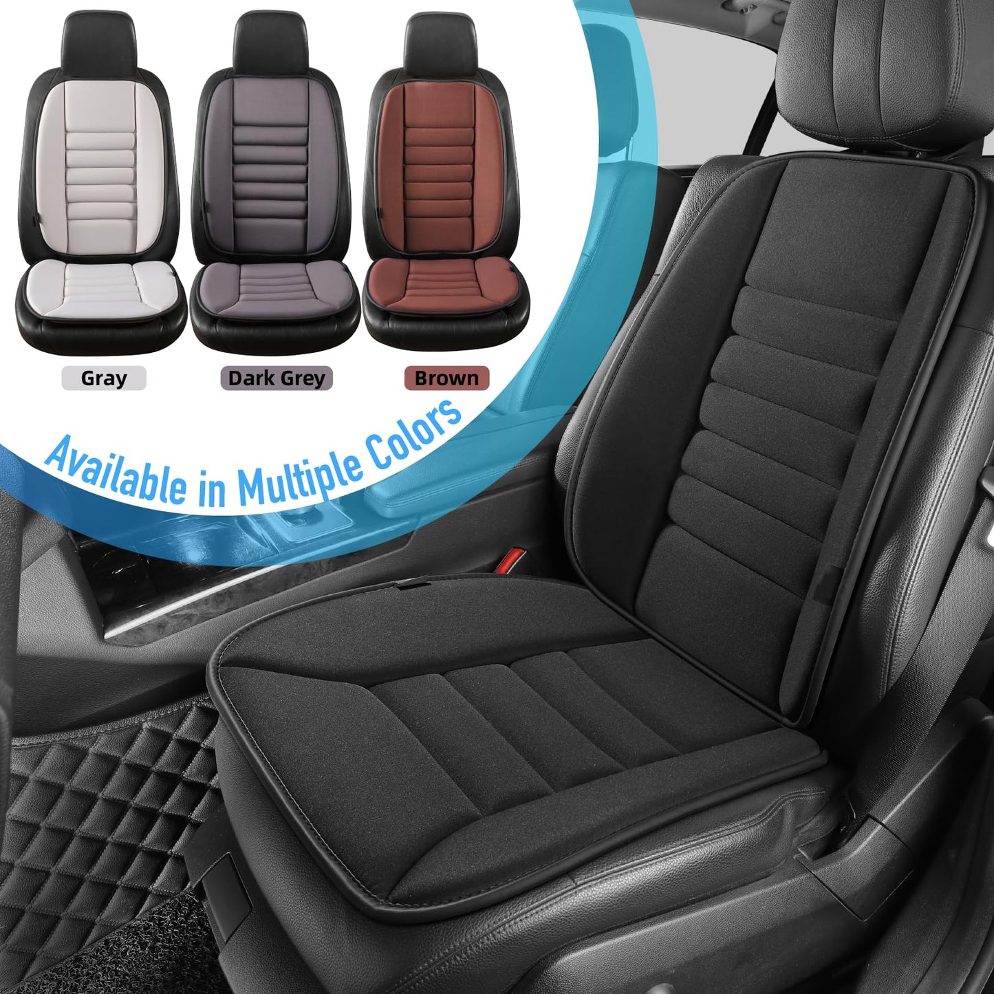 Lofty Aim Car Seat Cushion with Back Support Pillow, Comfy Lumbar Support & Seat Cushion, Memory Foam Driving Pillow for Back-Sciatica Pain Relief, Auto Pad Suitable for Car, Truck, SUV - Black