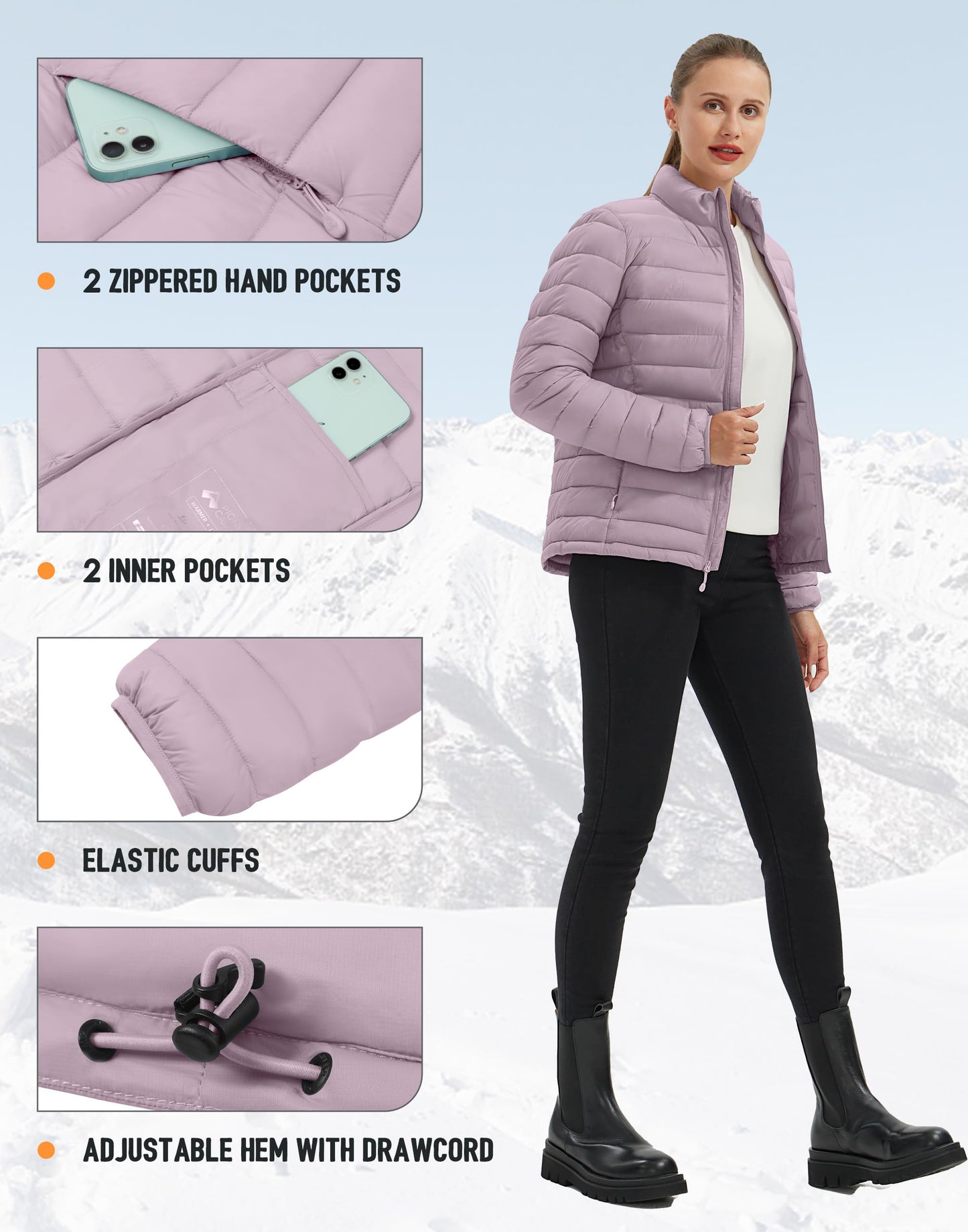 Pioneer Camp Women's Packable Puffer Jacket Winter Lightweight Quilted Coat Water-Repellent Insulated Thermal Warm Outerwear