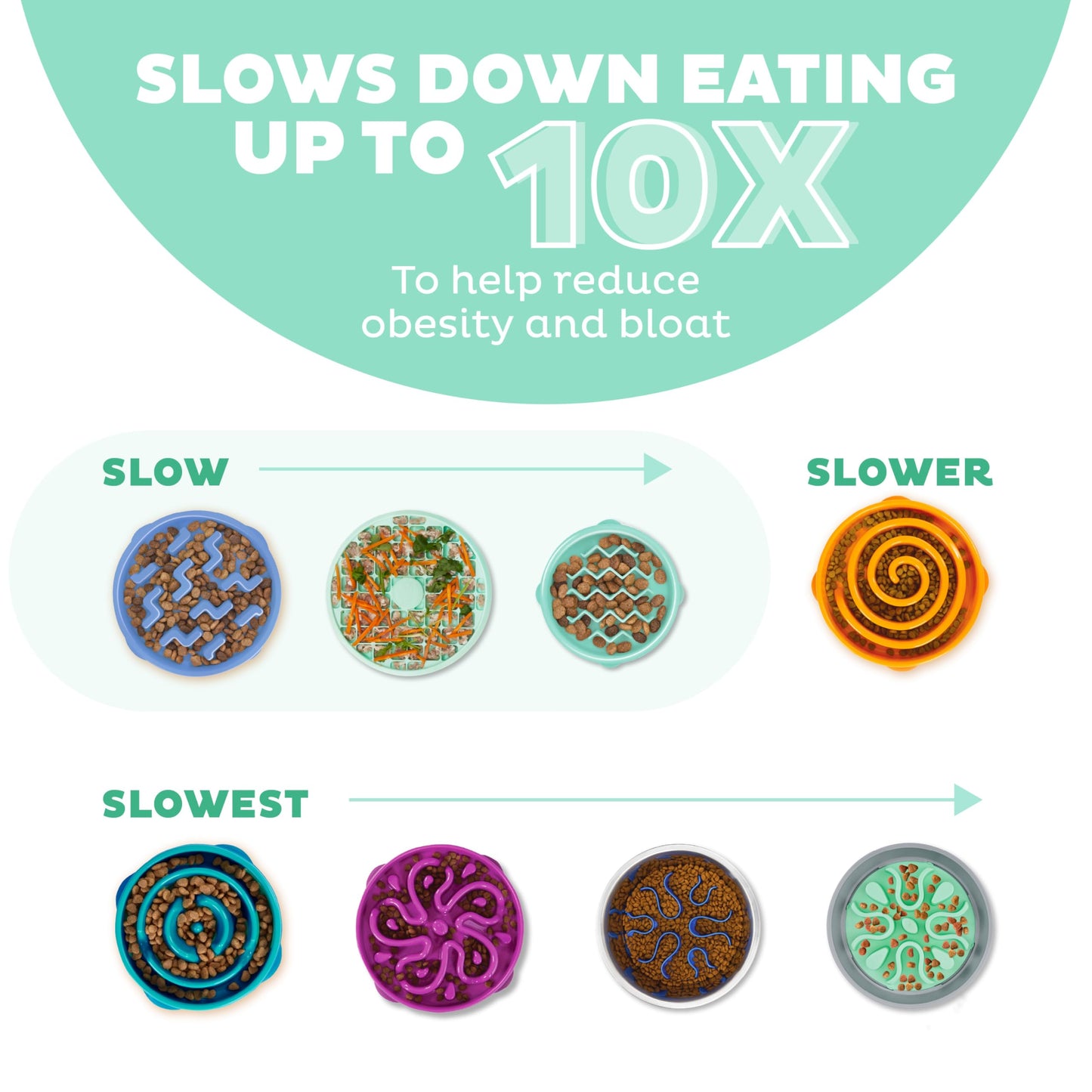 Outward Hound Fun Feeder Slo Bowl Slow Pet Feeder Bowl for Dogs in Mint Plastic