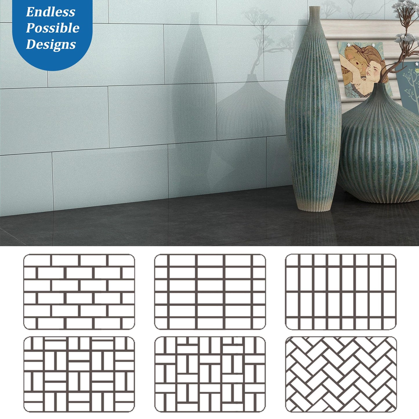 M MOFIT Subway Tile Peel and Stick Backsplash for Kitchen Polished,Individual Tile Stickers Large Wall Tiles Waterpoof Bathroom CM 10x20(Green 23 PCS)