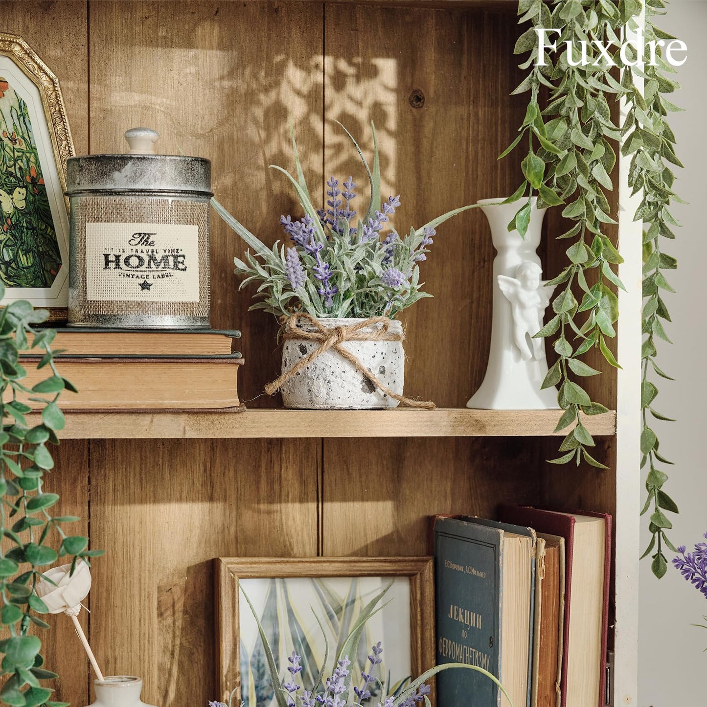 Fuxdre Small Fake Plants, 2 Pack Mini Artificial Plants Fake Lavender Plant in Pot, Lavender Decor and Dining Room Desk Shelf Bathroom Living Room (A-2pcs)