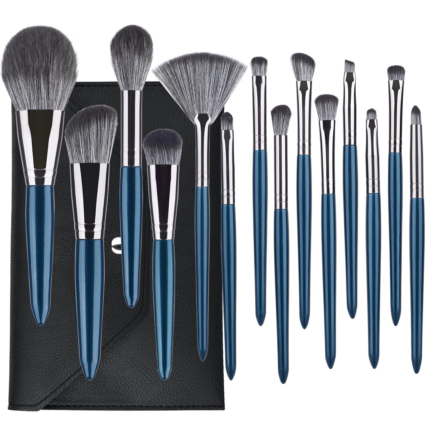SHELWIN Professional Makeup Brush Set 14Pcs Makeup Brushes Kit Foundation Eyeshadow Powder Blending Eyebrow Eyelash Kabuki Brushes Cosmetic Brushes Travel Kits With Leather Bag Gift