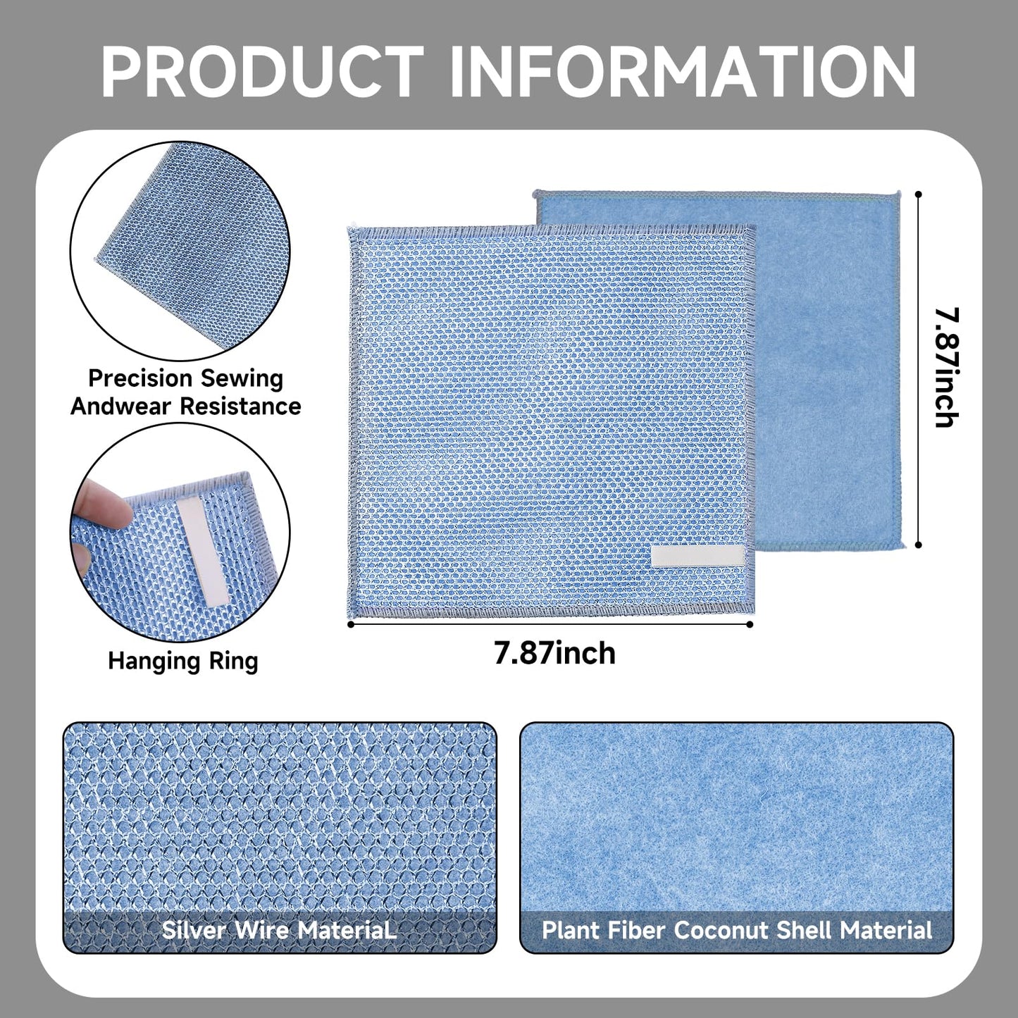 20PCS Upgrade Wire Dishwashing Rag, Non-Scratch, Wet and Dry, Double Layer, Multipurpose Wire Dishwashing Rags for Kitchen, Sinks, Cookware, Stove, Easy Rinsing, Reusable