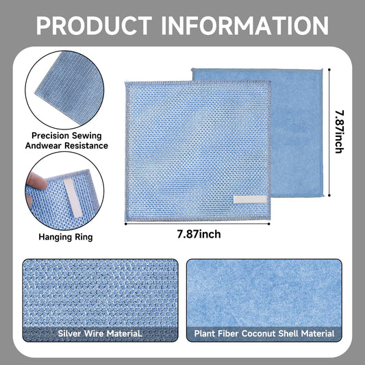 20PCS Upgrade Wire Dishwashing Rag, Non-Scratch, Wet and Dry, Double Layer, Multipurpose Wire Dishwashing Rags for Kitchen, Sinks, Cookware, Stove, Easy Rinsing, Reusable