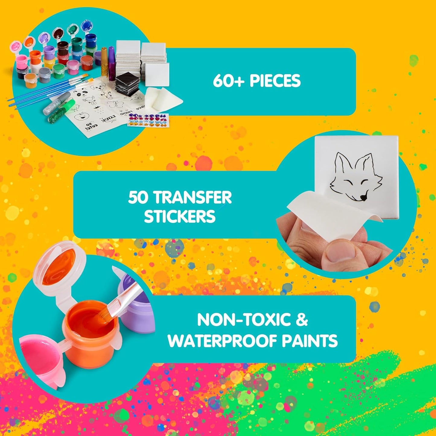 JOYIN 24 Magnetic Mini Tiles Art Kit, Creativity DIY Paint, Arts and Crafts for Kids, DIY Supplies for Party Favors, Family Activity, Birthday Present, Toys Gifts for Boys and Girls