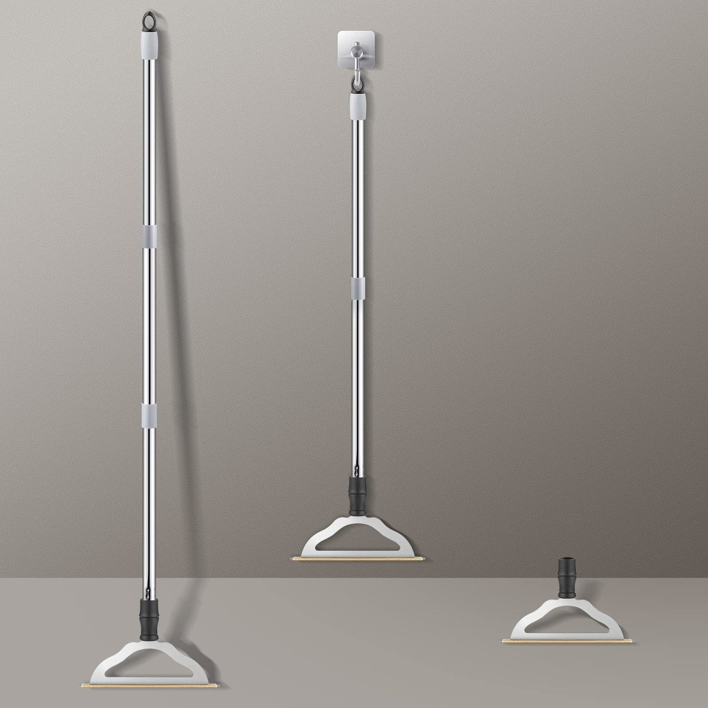 47“ Adjustable Long Handle Carpet Rake Pet Hair Remover, Reusable Large Metal Lint Remover Brush for Embedded Fur Removal from Low Pile Rugs Stairs, Carpet Brush Scraper Dog Cat Hair Remover Broom