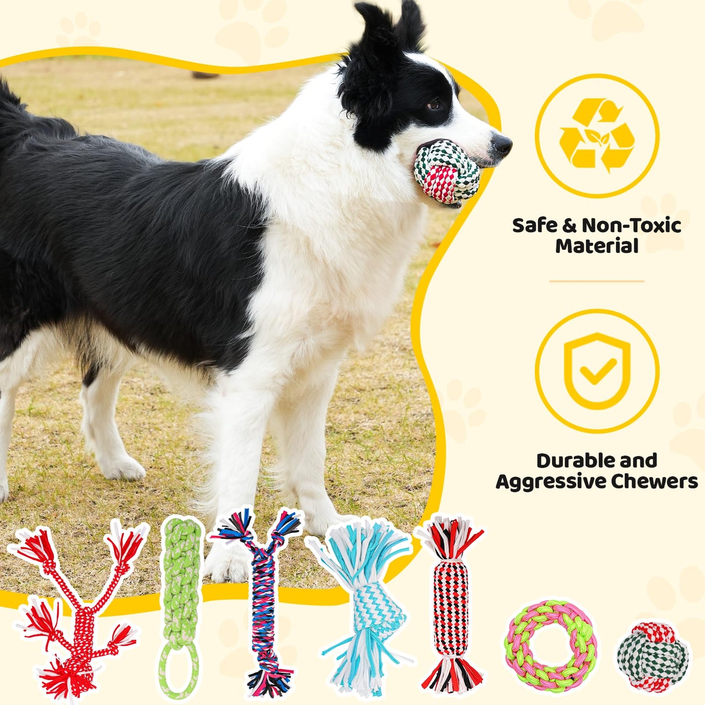 PPTAIO 11 Pack Various Heavy Duty Dog Rope Toys for Large & Medium Dogs Teething, Entertainment & Interaction, Chew Toys with Rope, Training Balls and Dog Squeaky Toys