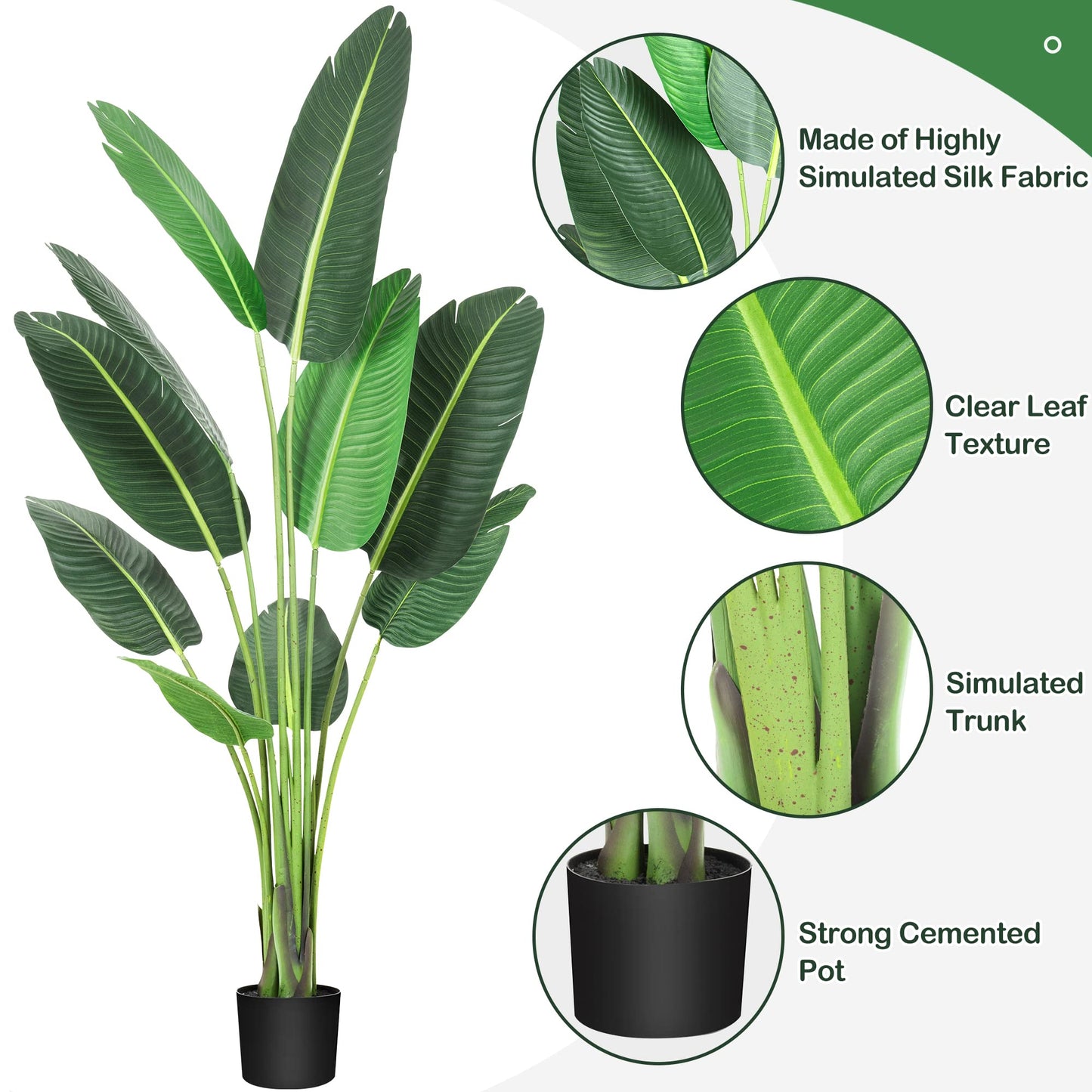 Amyove [ 2Pack ] 60 inchs Artificial Tree Bird of Paradise with 10Trunks, 5 Feet Faux Plant Fake Banana Tree Plant with Pot for Home, Decor, Indoor, Outdoor, Living Room, Office