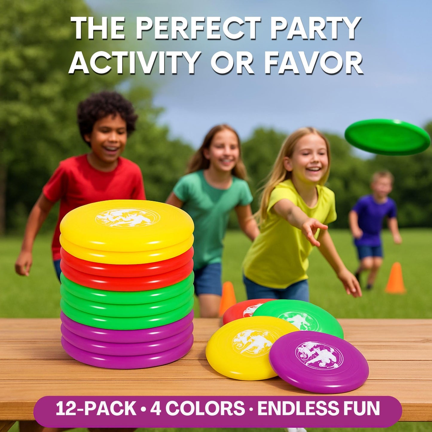 Liberty Imports 12 Pack: Plastic Flying Sports Discs Set for Outdoors Beach Backyard Throwing and Catching Activities, 9" Play Discs for Kids & Adults