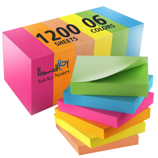 (24 Pads) Sticky Notes 3x3 in 100 Sheets/Pad, Self-Sticky Note Pads, 6 Bright Colors Super Sticky Pads - Easy to Post for School, Office Supplies, Desk Accessories