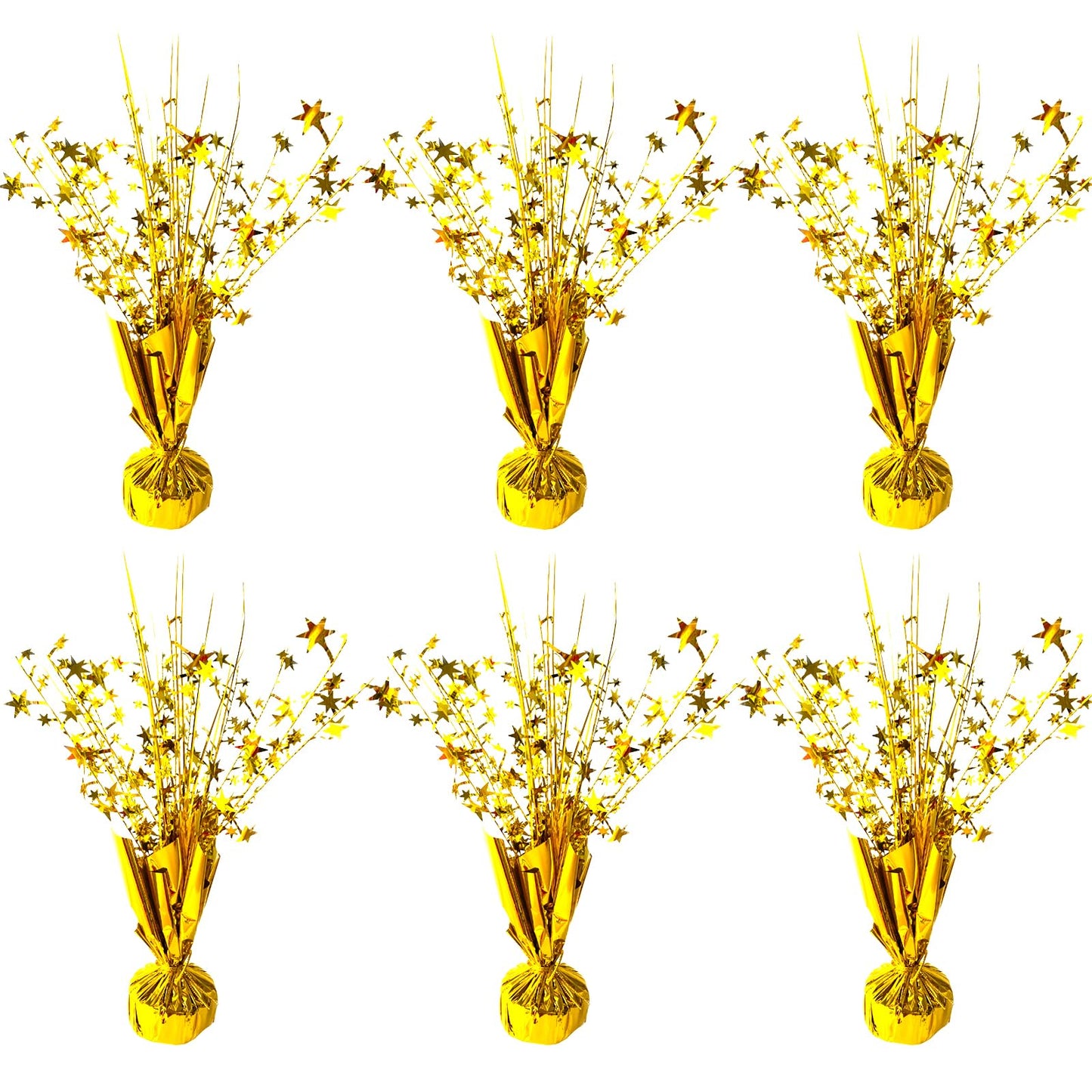 FUBININA 6 Pack Metallic Foil Spray Centerpiece Star Table Decoration Burst Table Centerpieces for Birthday Wedding Anniversary Graduation Holiday Party Supplies Decor, Gold