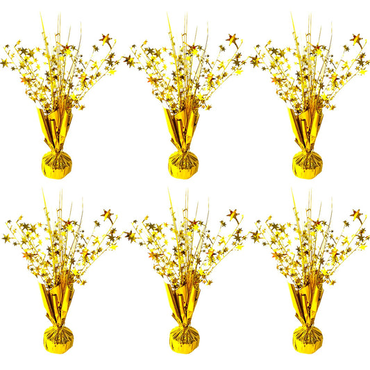 FUBININA 6 Pack Metallic Foil Spray Centerpiece Star Table Decoration Burst Table Centerpieces for Birthday Wedding Anniversary Graduation Holiday Party Supplies Decor, Gold