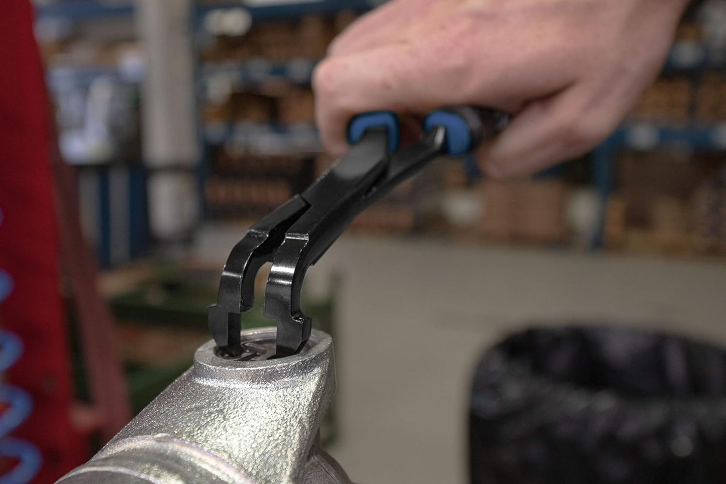 Tiger Tool 75 Degree U-Joint Snap Ring Pliers for Automotive & Medium Duty Trucks, Cars, Equipment, & ATV/UTV, Angled Plastic Push Pin Pliers for use with Class 1-5 Vehicles, 70301