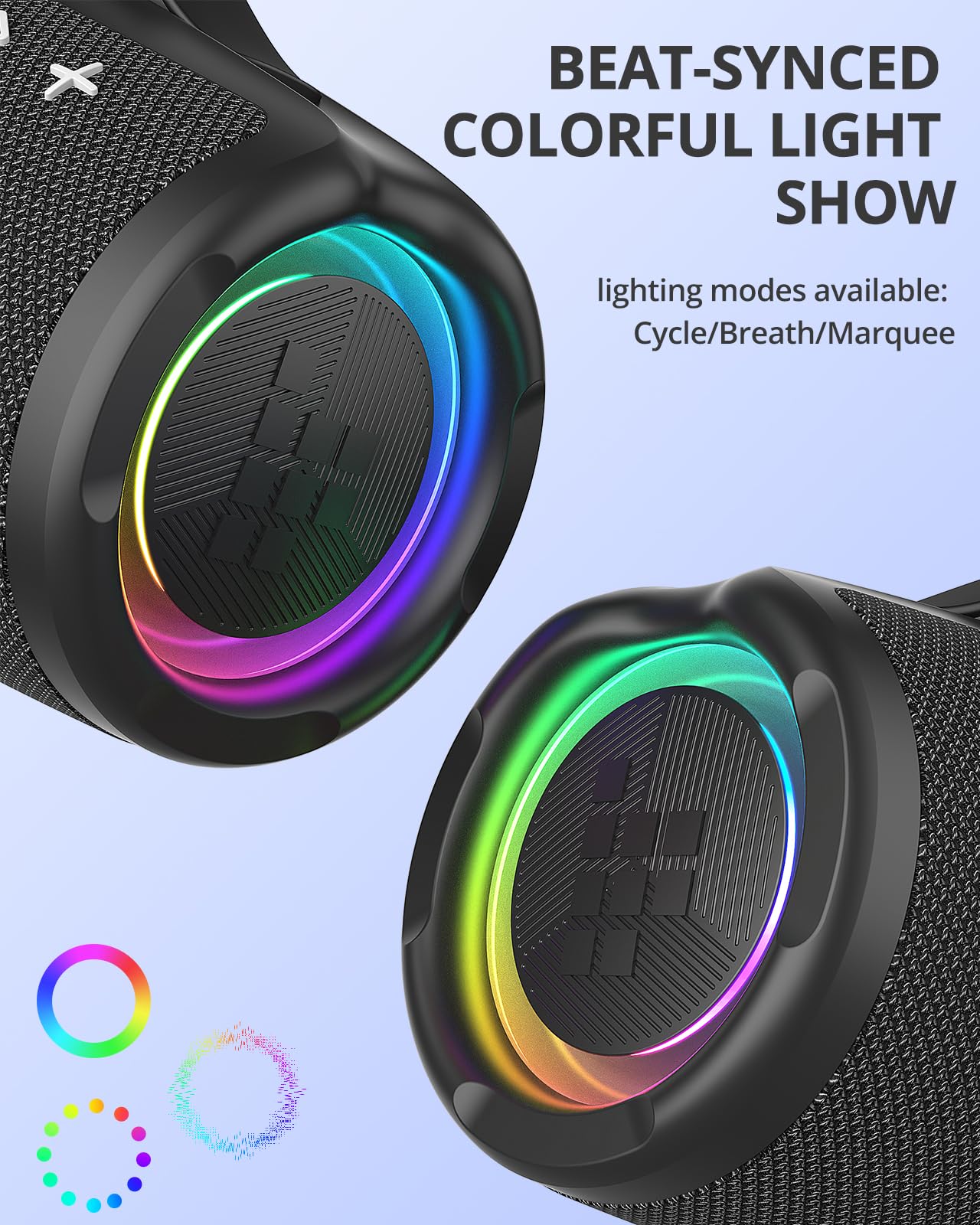 Tronsmart Mirtune S100 Portable Bluetooth Speaker, 50W Punchy Bass &Clear Treble, Retractable Handle, 20H Playtime, IPX7 Waterproof, Customize EQ for Outdoor, Camping,Beach(Black)