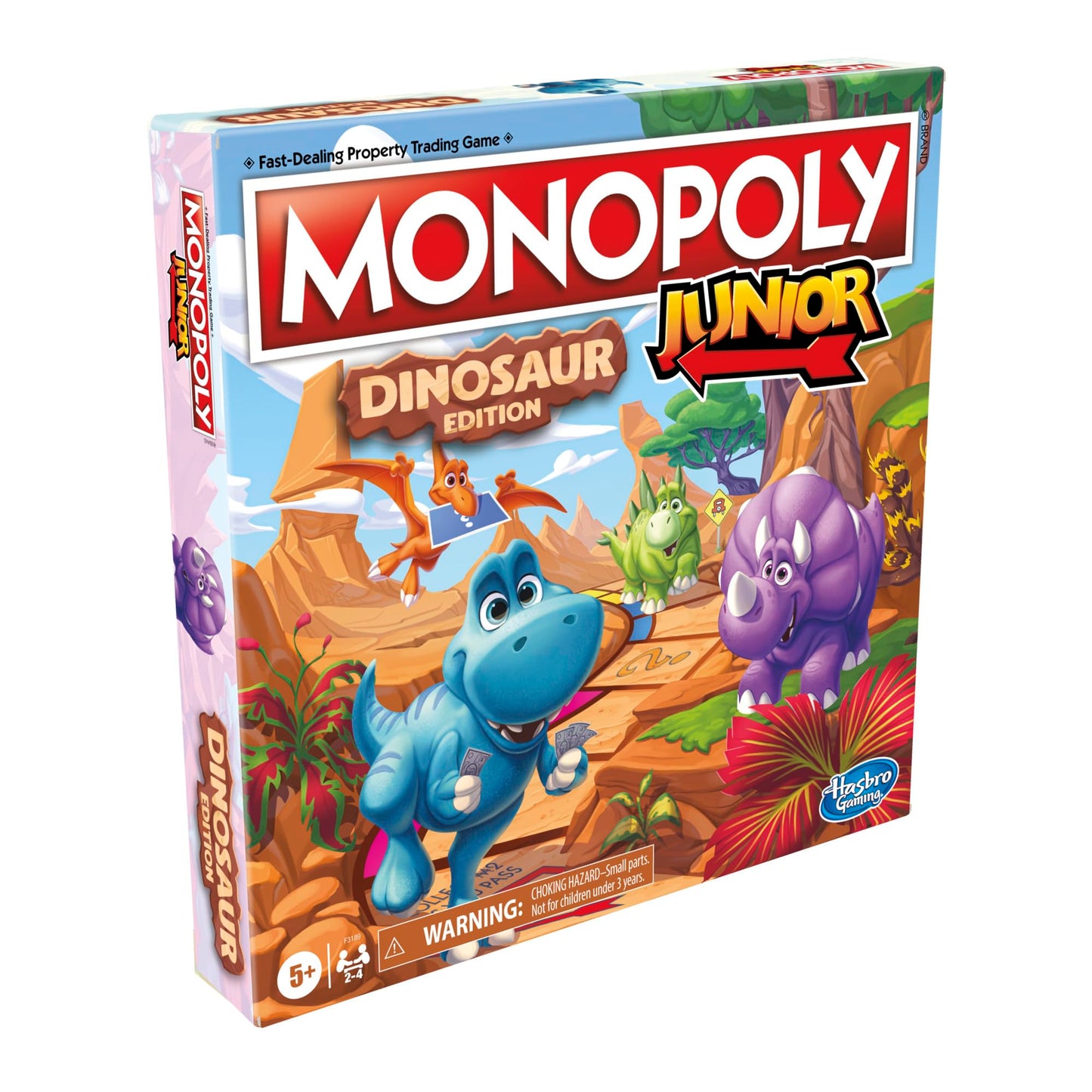 Hasbro Gaming Monopoly Junior Dinosaur Edition Game | Kids Board Games with Dino-Themed Toy Tokens | 2-4 Players for Boys & Girls | Ages 5+ (Amazon Exclusive)