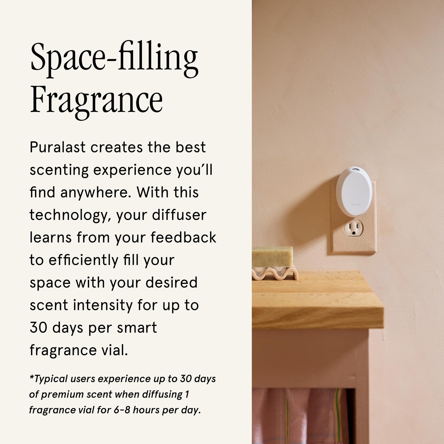 Pura Mini Smart Fragrance Diffuser for Small Spaces Adjustable Smart Home Device with LED Light & Automatic Vial Detection - Includes 1 Scent Refill; Lemon