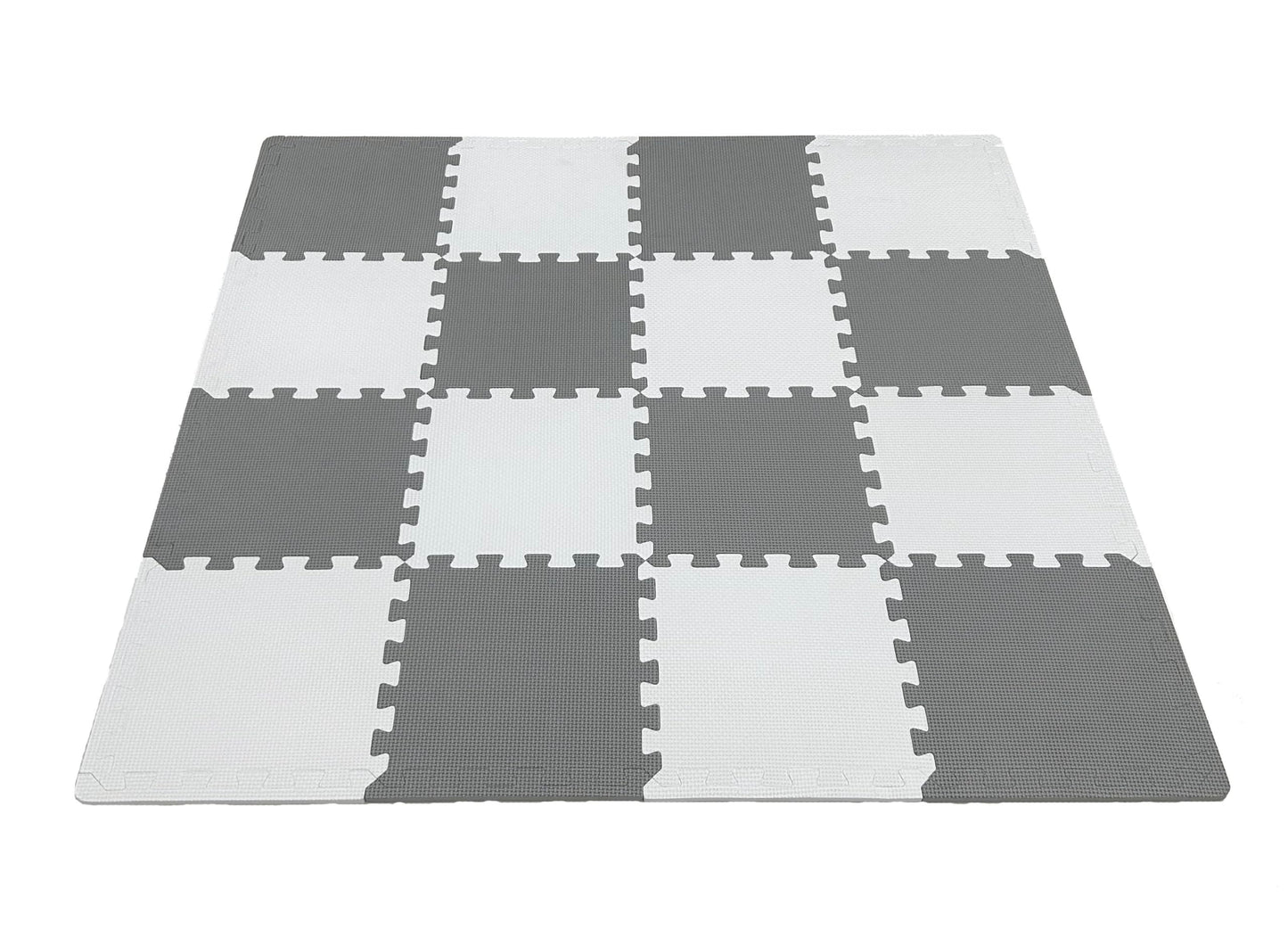 18 Pieces Foam Play Mat, Interlocking Playmat Tiles, Foam Floor Mat Tiles for Kids, Puzzle Play Mats, Exercise Gym Mats – Color of Gray & White with Border