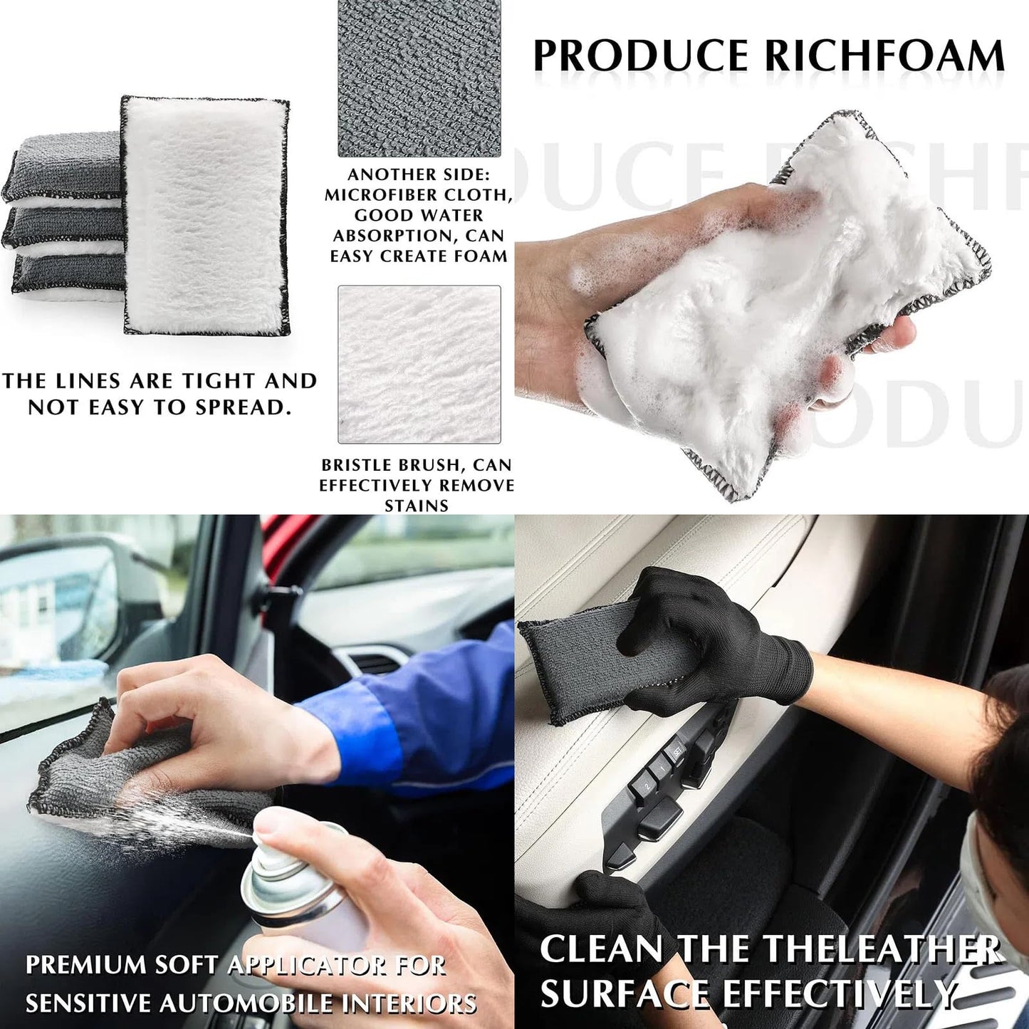 HANGZIGD 10Pcs Car Detailing Brush Set, Car Detailing Kit,Car Dashboard Cleaning Soft Brush, Suitable for Cleaning Internal Brush Panels, Vents, Leather, and Computers.