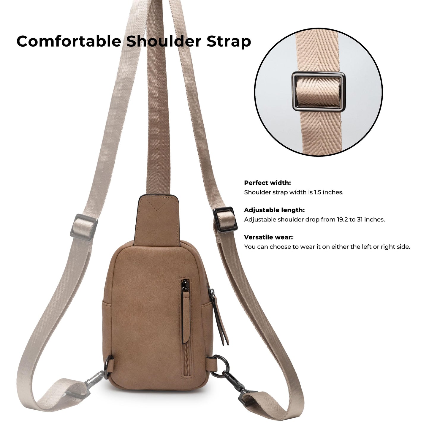 Alldaily Small Sling Bag for Women Crossbody Purse Leather Fashionable Trendy Chest Bag for Travel, Fanny Pack (Beige)