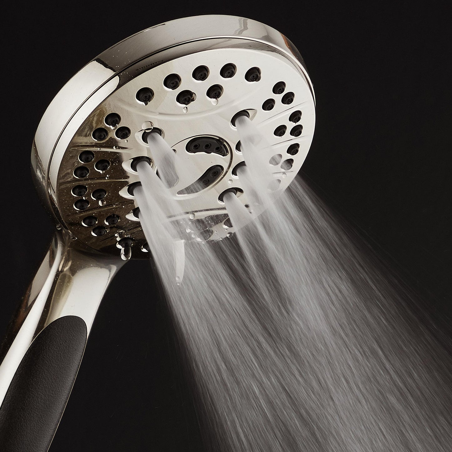 AquaSpa for California - High Pressure 6-setting Luxury Handheld Shower Head, 6 Ft Stainless Steel Hose, Anti Clog Jets, Anti Slip Grip, Top US Brand, Extra Wall Bracket - Brushed Nickel Finish