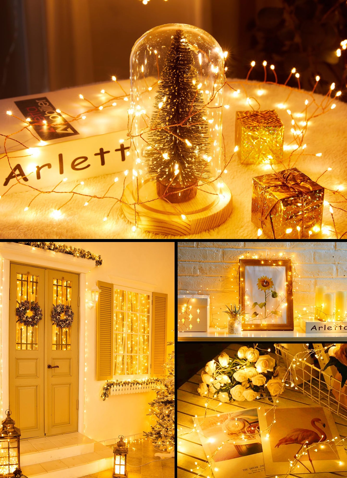 Minetom LED Firecracker Cluster Lights - 10FT 120LED Plug in Twinkle String Lights with Remote, USB Powered Silver Wire Light for Bedroom Wreath DIY Party Wedding Christmas Holiday Decoration