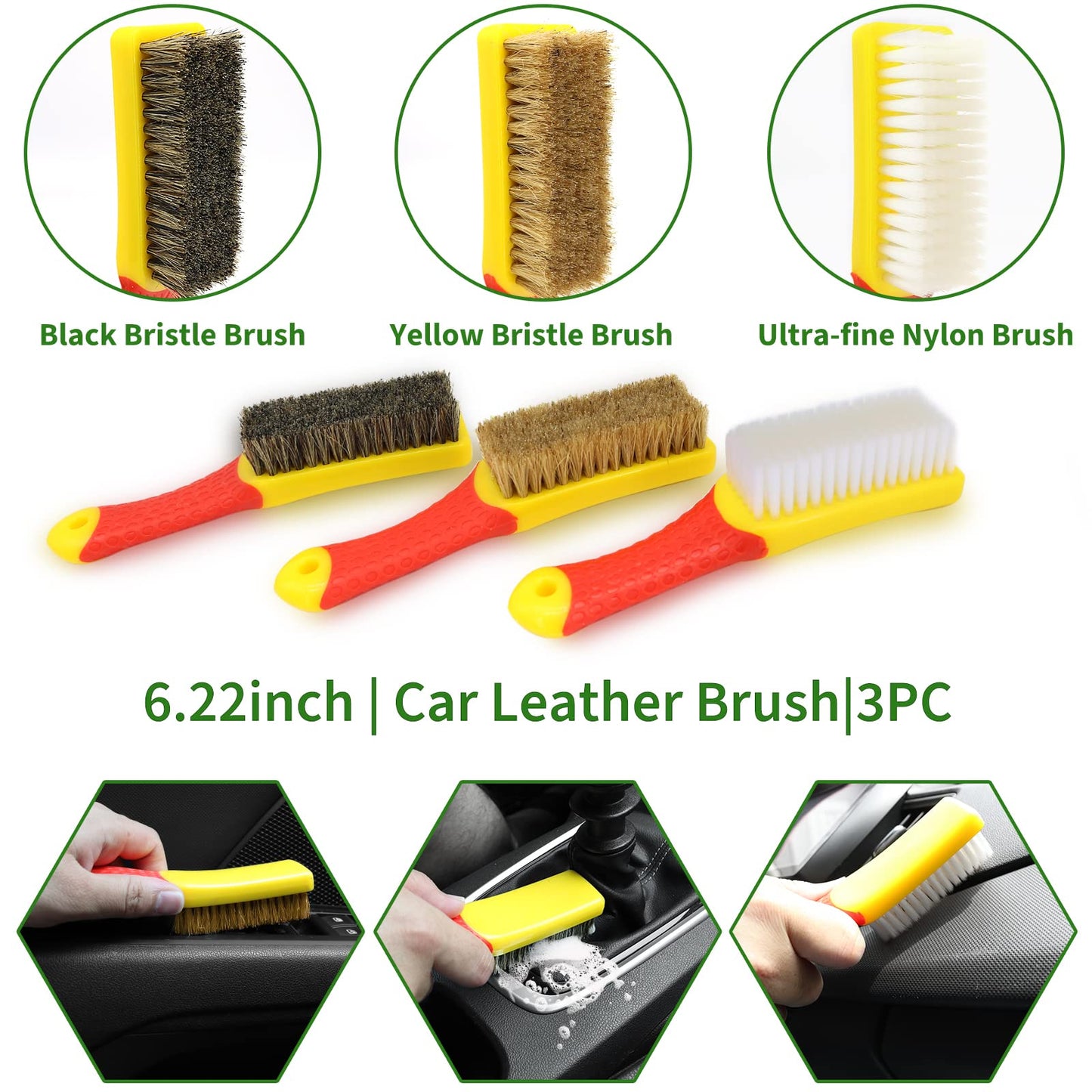 Funsmore 18Pcs Car Detailing Kit, Interior Car Cleaning Kit, Leather & Textile Car Interior Brush, Car Detailing Brush Set with Windshield Cleaning Tool Complete Car Interior Care Kit