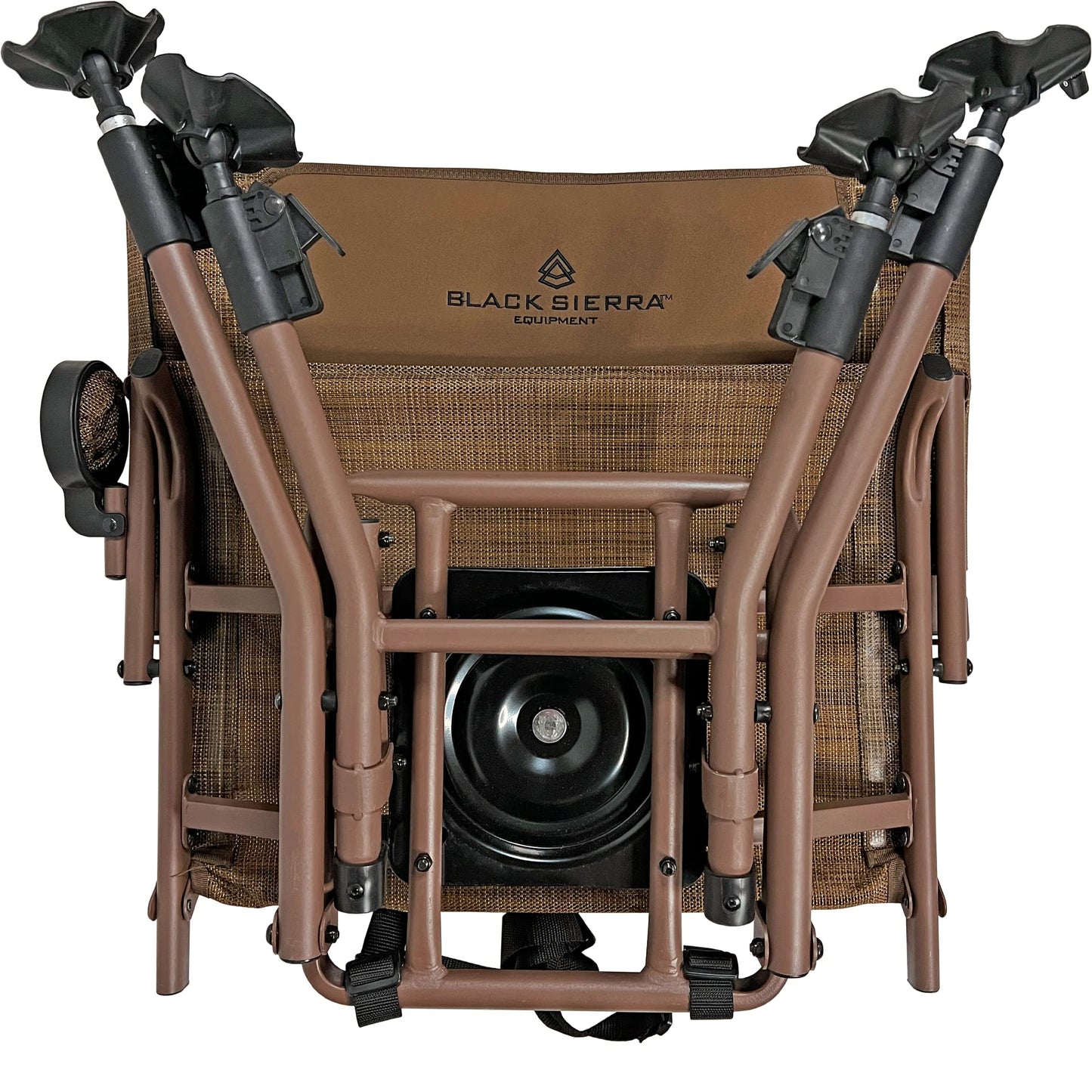 Black Sierra Heavy Duty Swivel Hunting & Camping Chair Supports 300 Lbs, XL 360° Silent Swivel for Hunting Blind, Portable Ground Chair w/All Terrain Feet, Padded Armrests w/Carry Strap and Cupholder