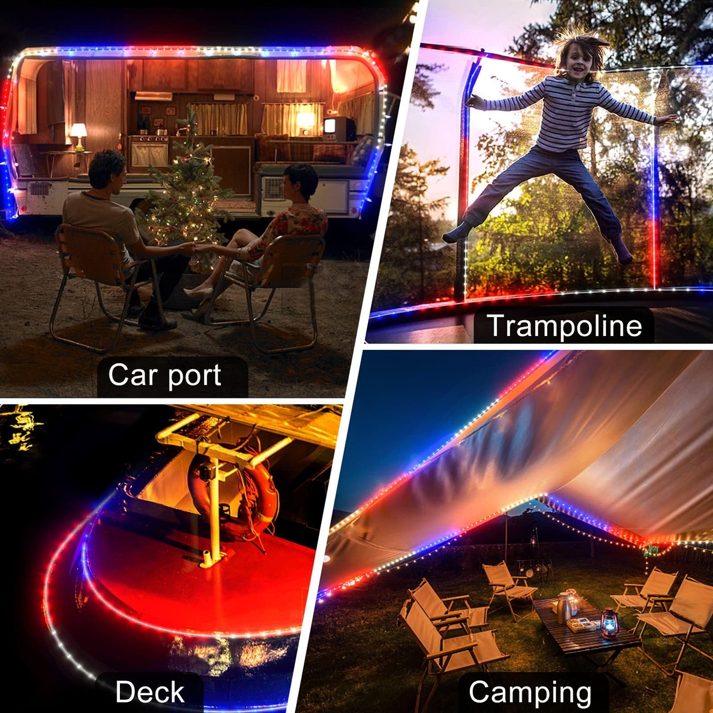 4th of July Decorations outdoor Lights, 50ft 600LED Red White and Blue Rope Lights Patriotic Rope Lights Plug in 8 Modes Remote Timer with Memory for Independence Day Memorial Day National Day