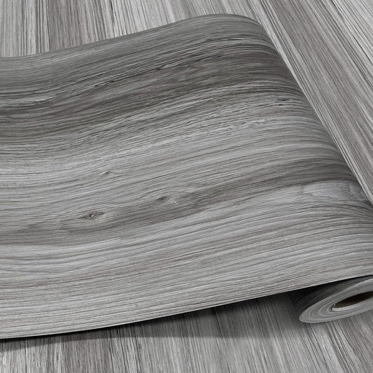 auxua Wood Grain Peel and Stick Floor Tiles – 11.8” Width, Full Roll Length of 118" – Versatile Design for Any Space, Grey Self Adhesive Vinyl Flooring, Waterproof and Non-Slip Features
