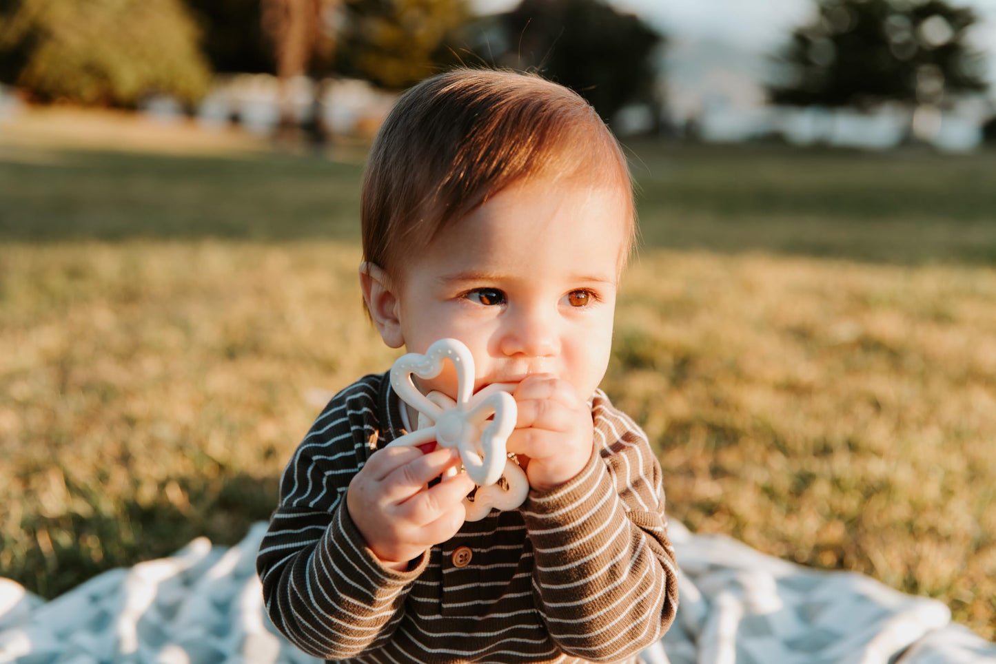 Haakaa Silicone Clover Teether - Food Grade Silicone Teething Toys for Babies 3-6 Months 6-12 Months, Soft & Easy Hold Chew Toy for Infant, BPA Free (Copper)