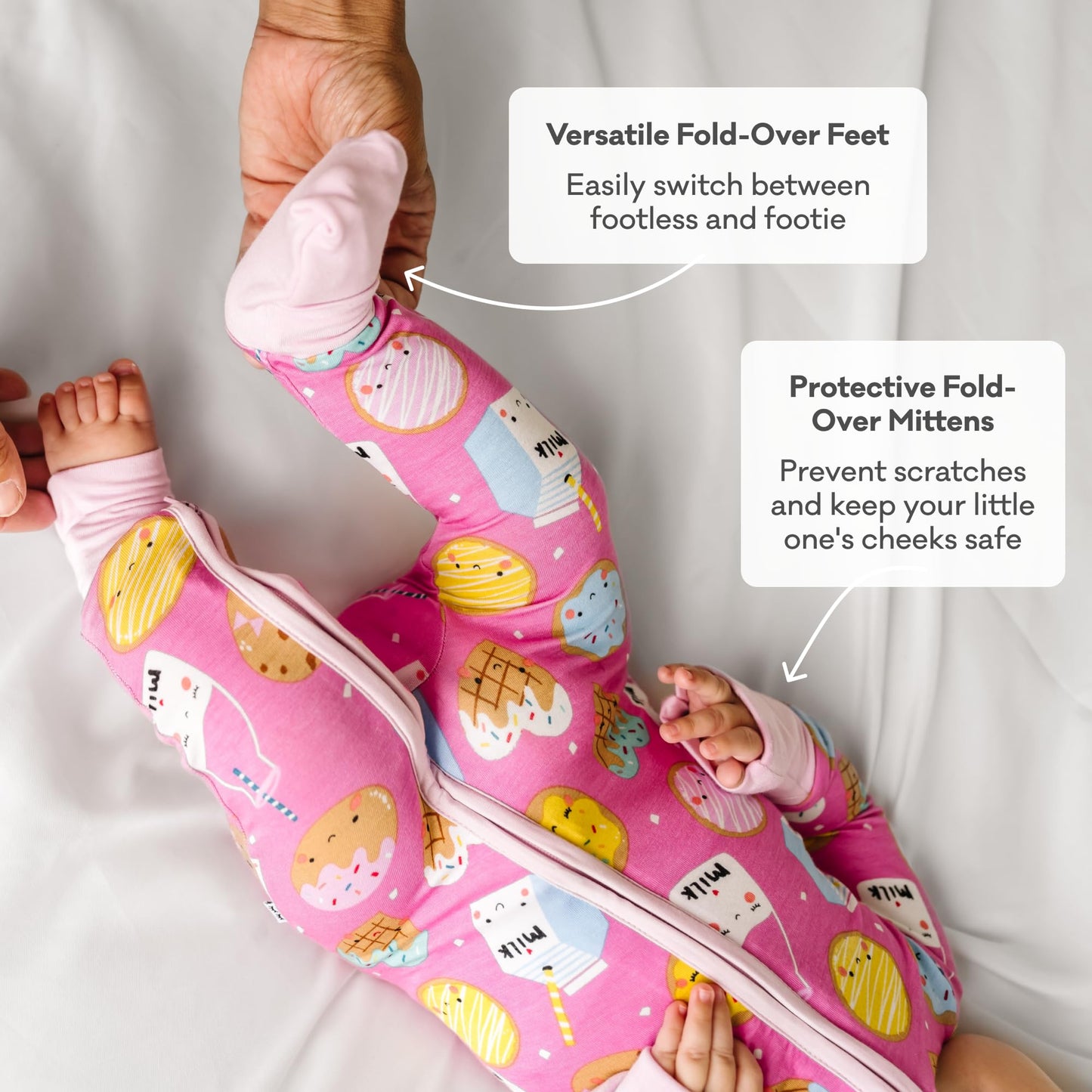 Little Sleepies Pajamas for Baby Boys & Girls, Viscose from Bamboo Baby Pajamas, Snug Sleeper, Toddler PJs, 2-Way Zipper, Green Farm Animals, 3-6M