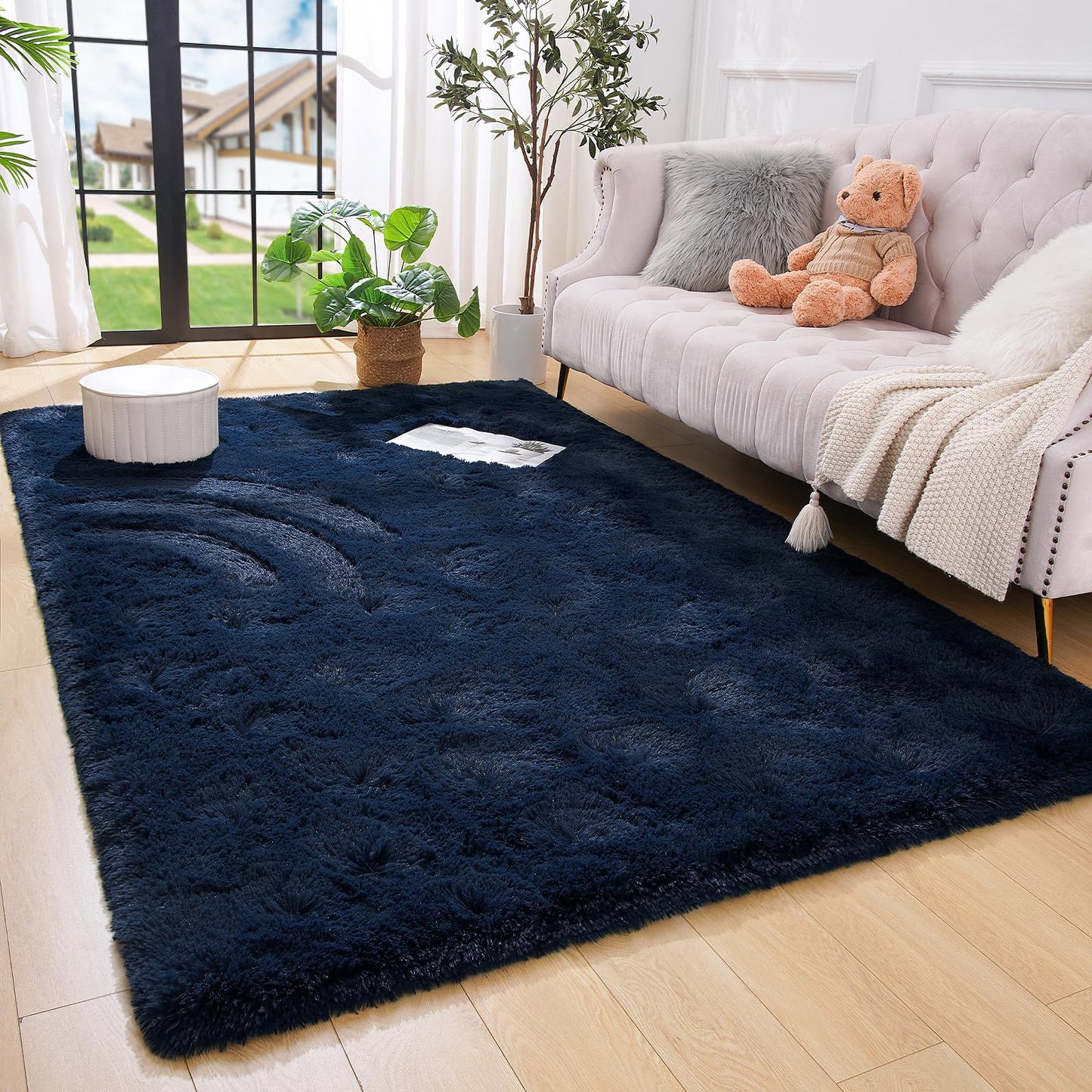 Amearea Premium Soft Fluffy Rug 4x5.3 Feet, Fuzzy Area Rugs for Bedroom, Shag Carpet for Living Room Nursery Kids Room Decor, Comfortable Indoor Furry Dorm Carpets, Yellow