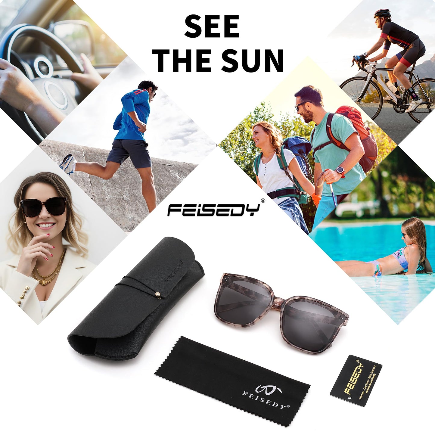 FEISEDY Oversized Polarized Sunglasses - UV400 Protection, Square Fashion Sun Glasses for Outdoor & Daily B2600 Camouflage