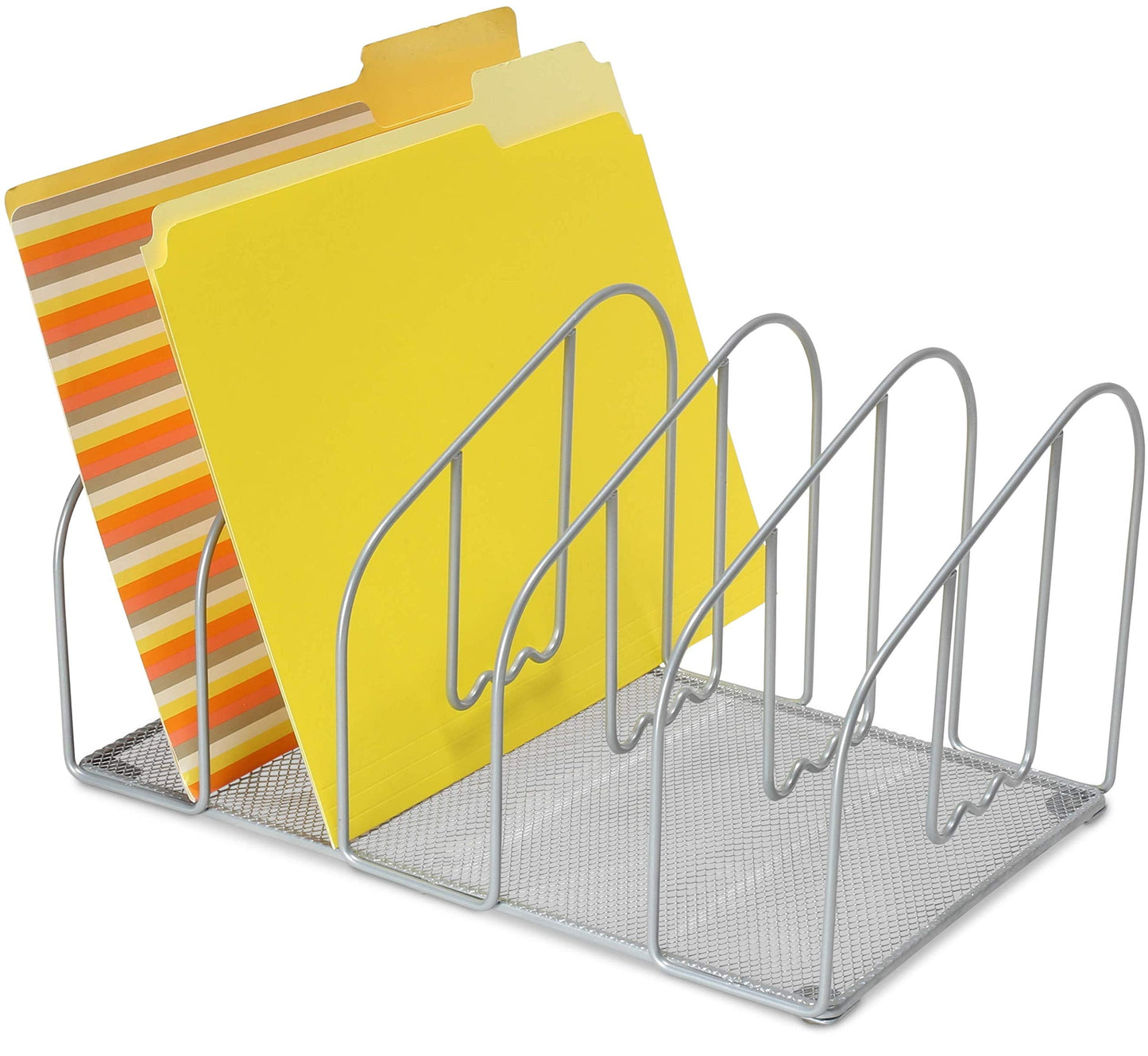 Deco Brothers File Sorter Organizer for Desk, 5 Sections, Silver