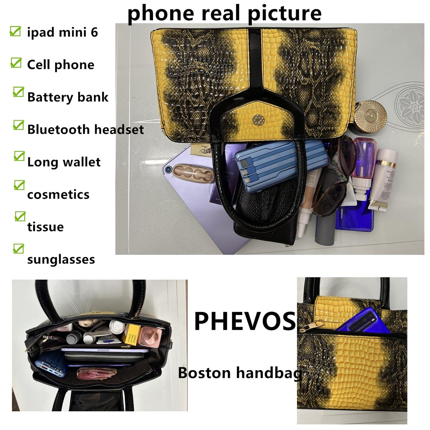 PHEVOS Medium Satchel Handbag Shoulder Crossbody Purse Top handle Crocodile Hobo bags for Women