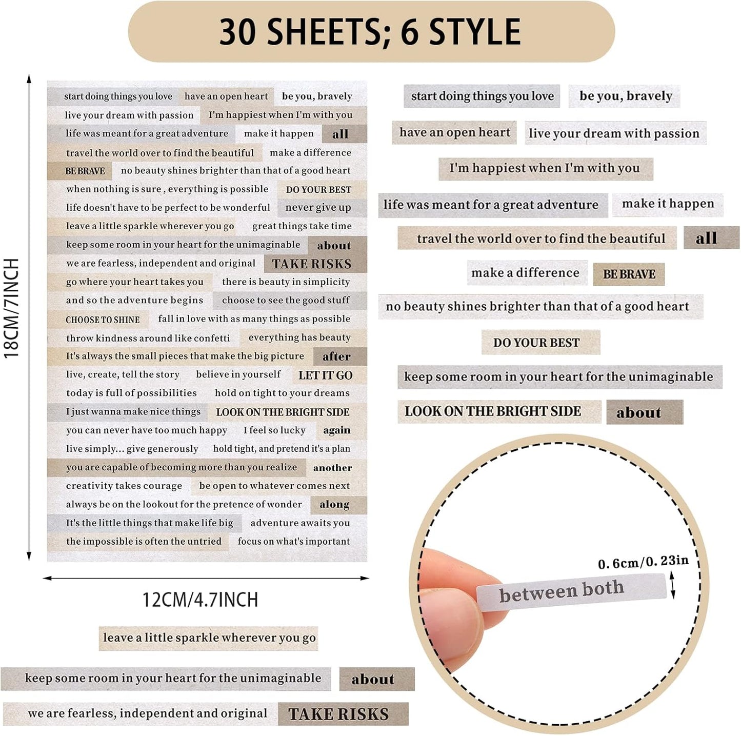 Fainne 1500 Pcs Quote Stickers for Journaling 30 Sheet Scrapbooking Phrases Word Stickers Small Talk for Scrapbooking Supplies DIY Craft Journaling Card Making