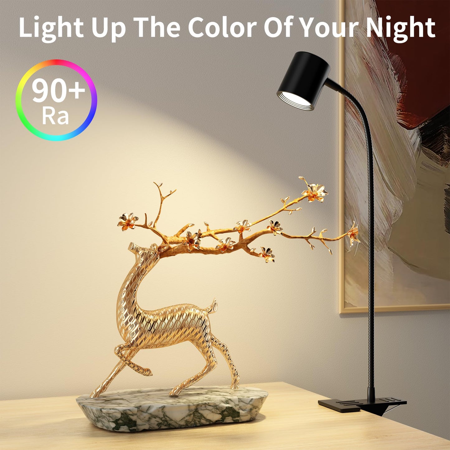 Dott Arts Desk Lamp,USB Clip On Light,3 Color Modes,10 Brightness Levels,360° Gooseneck LED Reading Light,Eye-Care for Home Office,Headboards, Black
