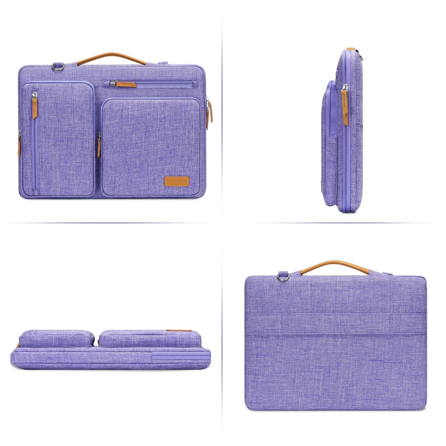 MOSISO 360 Protective Laptop Shoulder Bag,15-15.6 inch Computer Bags Compatible with MacBook Pro 16 inch, HP, Dell, Lenovo, Asus Notebook,Side Open Messenger Bag with 4 Zipper Pockets, Purple