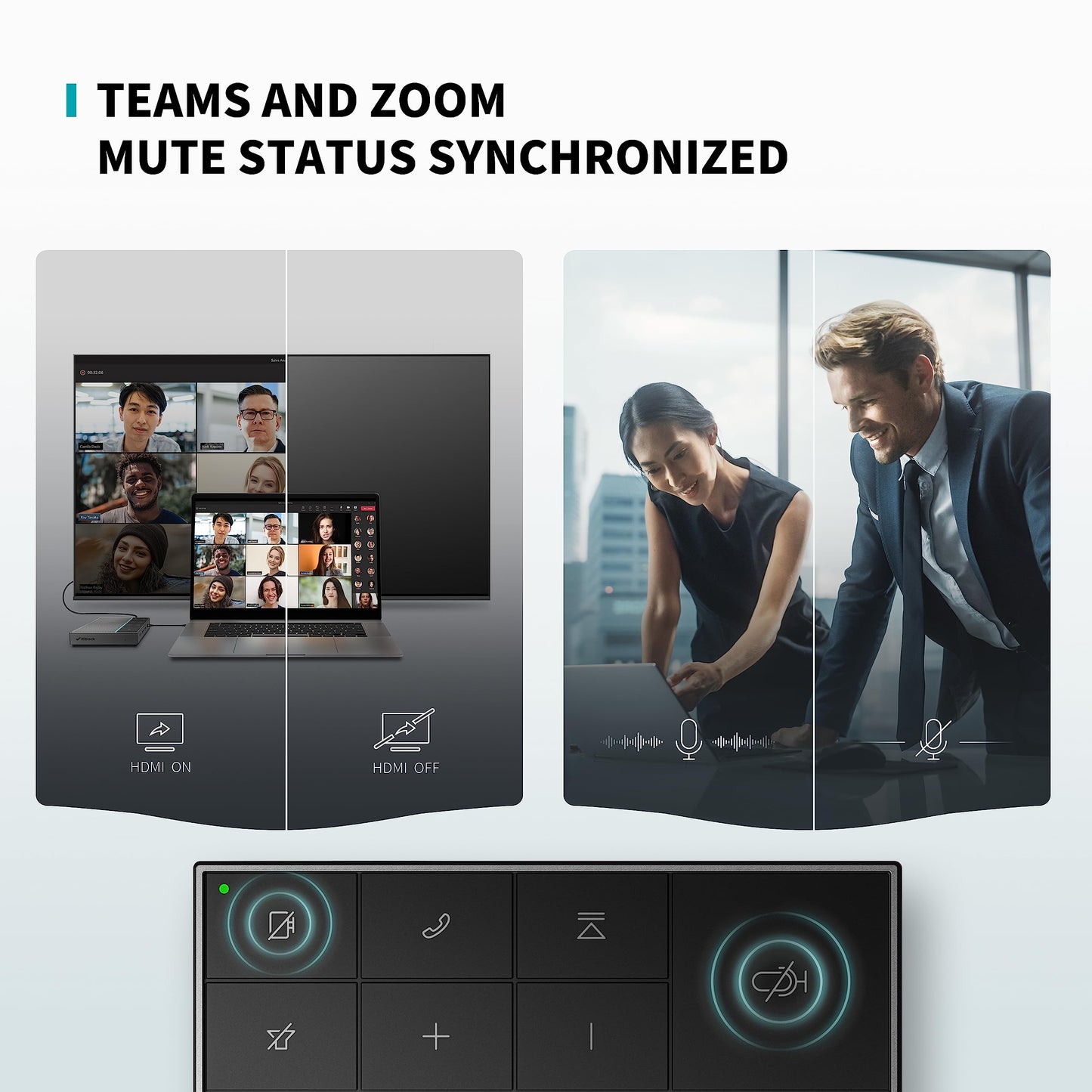 HiDock Conference Speaker and Microphone with Mute/Project, Enhanced Voice Pickup & Full Duplex Noise Cancelling Speakerphone, Omnidirectional USB C Speaker for Home Office Meeting-Grey