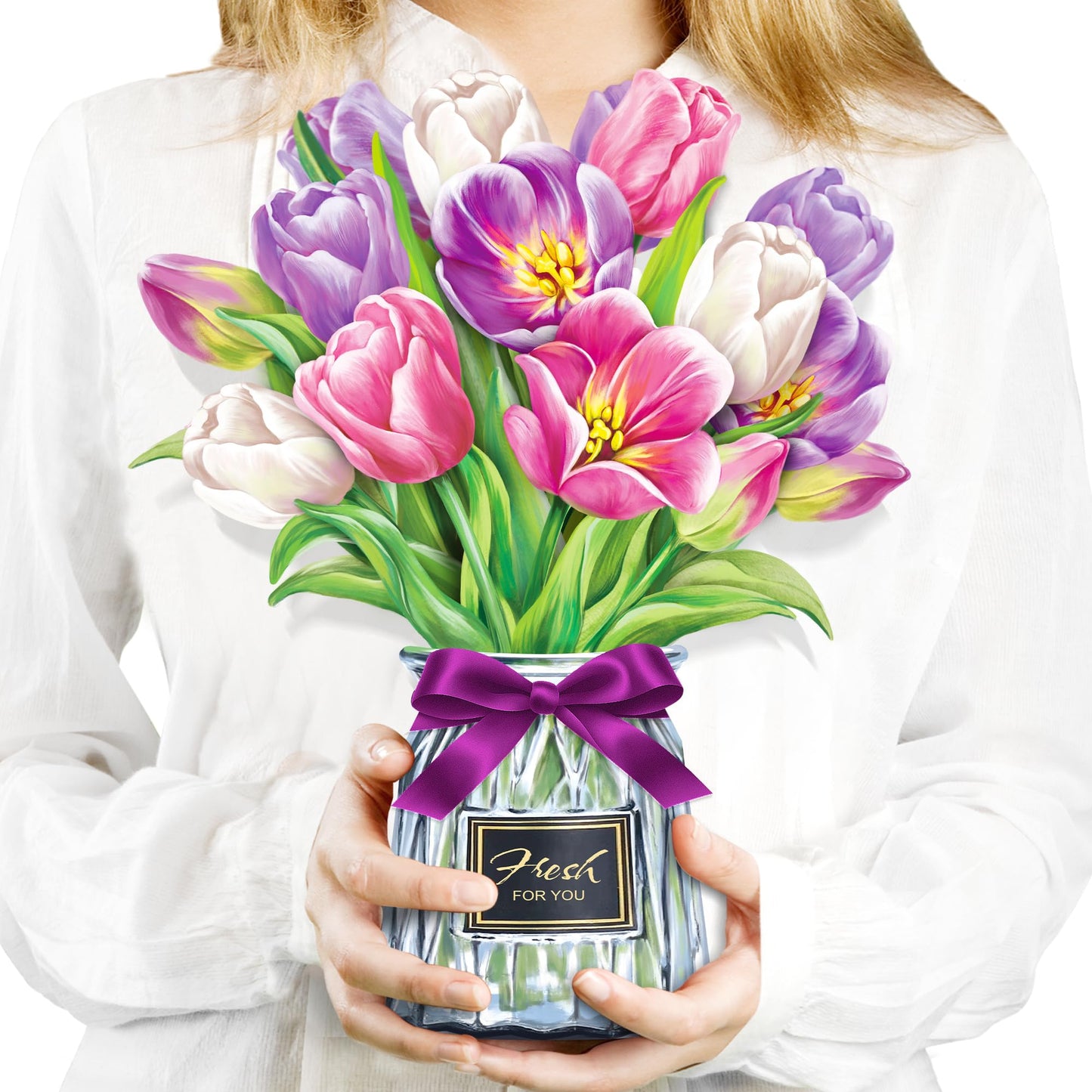 Airpark Pop Up Flower Card, 12 Inch Roses 3D Paper Flowers Bouquet, Popup Greeting Cards with Blank Note Card & Envelope, Birthday, Graduation Decorations, Get Well Soon,Anniversary, Wedding, Thank You Gifts for Women Mother