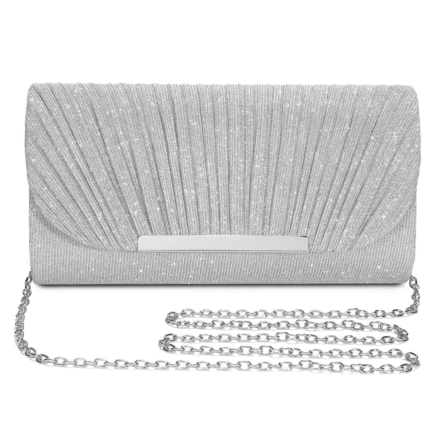 UBAYMAX Evening Bag Clutch Purses for Women Handbags Shoulder Crossbody Wedding Bag for Prom Cocktail Party Wedding (Silver)