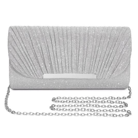 UBAYMAX Evening Bag Clutch Purses for Women Handbags Shoulder Crossbody Wedding Bag for Prom Cocktail Party Wedding (Silver)