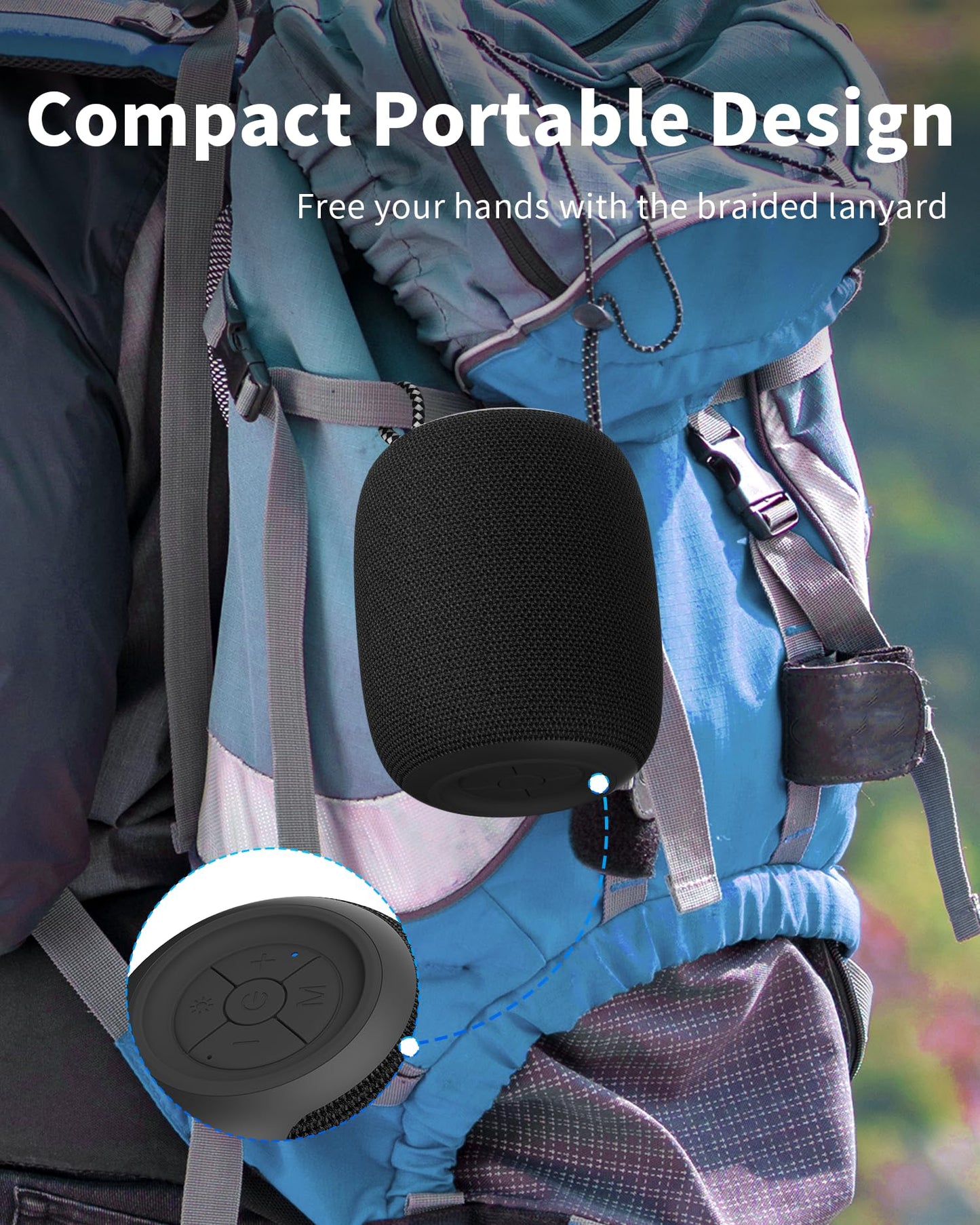 Oraolo Bluetooth Speaker, IPX7 Waterproof Portable Bluetooth Speaker with 15W Immersive Audio, 30H Playtime, LED Light, Bluetooth 5.3, Support TWS, Wireless Speakers for Outdoor Camping Home